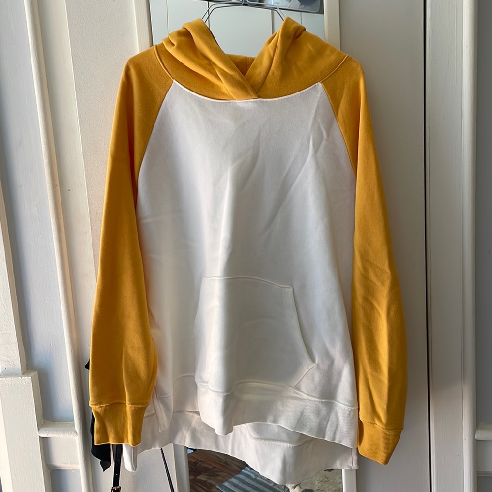 Mustard yellow and white hoodie